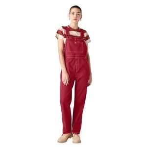 Dickies Women’s Red Regular Fit Bib Overalls Size Medium